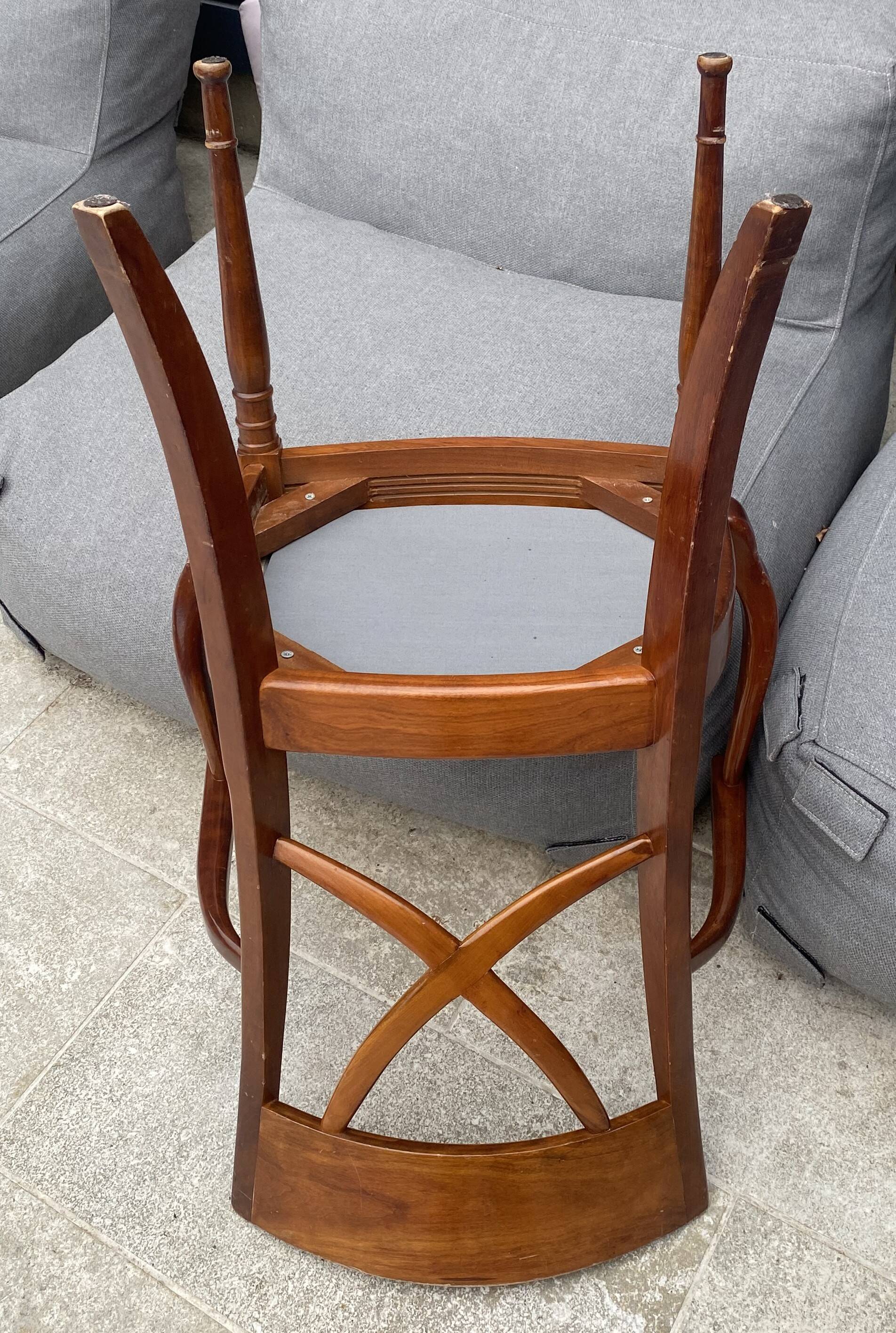 Fauteuil de bureau ancien en merisier et tissu