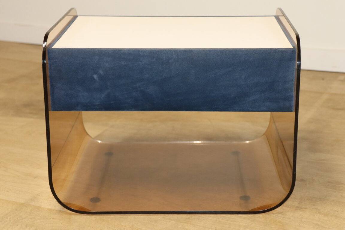 Table de chevet vintage style Michel Dumas en plexiglass, 1970