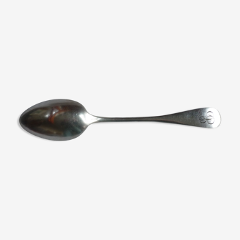 Monogrammed silver metal stew spoon