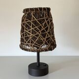 Bamboo & Rattan Solar-Powered Desk Lamp 27x17cm. Dark Coffee Color