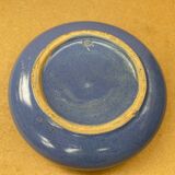 Antique Blue Glazed Ceramic Ashtray White Relief Decor Vintage
