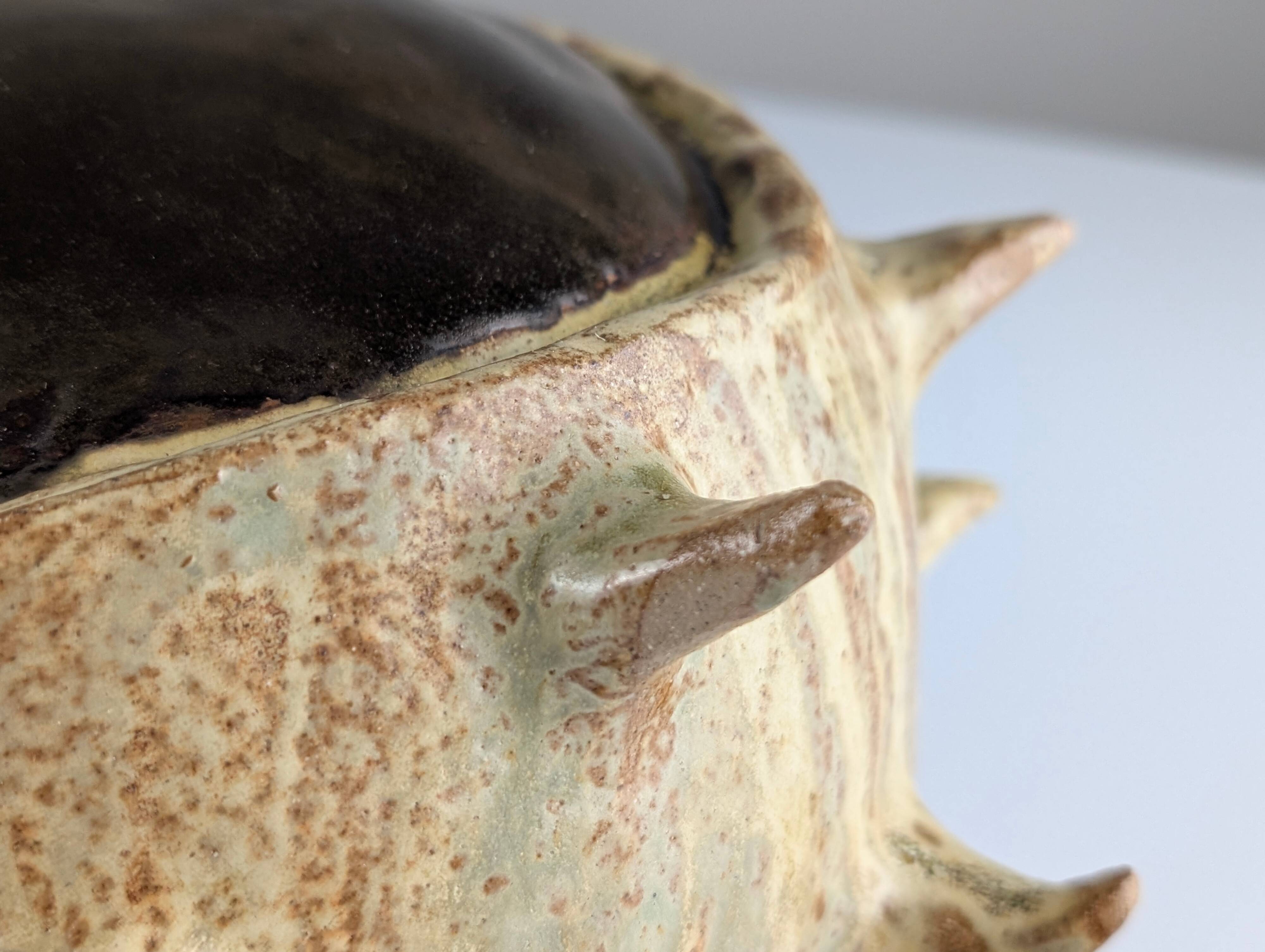 Large Organic Glazed Stoneware Chestnut Sculpture, 20th Century