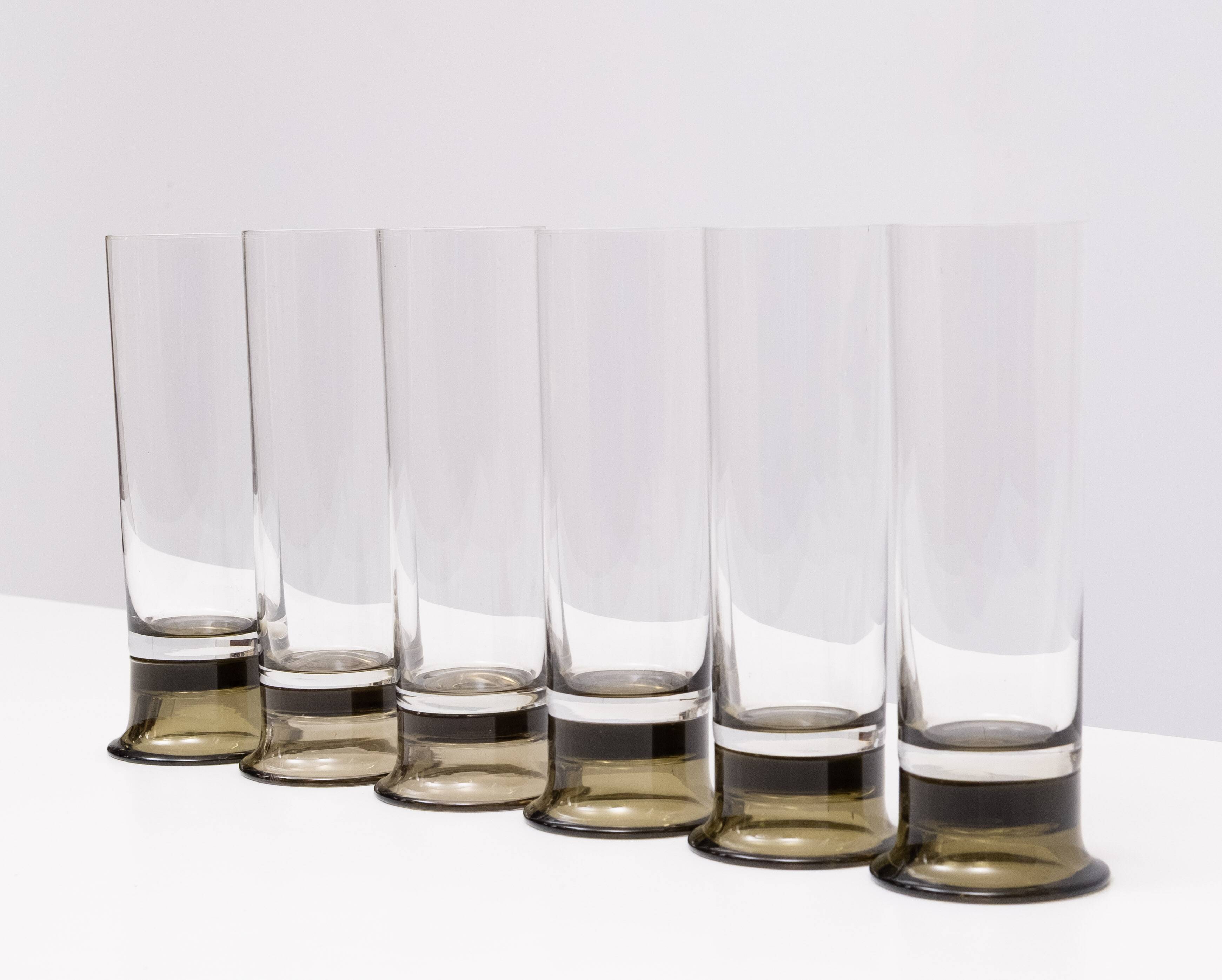 Set of Six Smoked Glass Beer Glasses by Rosenthal, 1970s