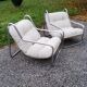 Pair of armchairs from the 70s chrome tubes and cotton canvas