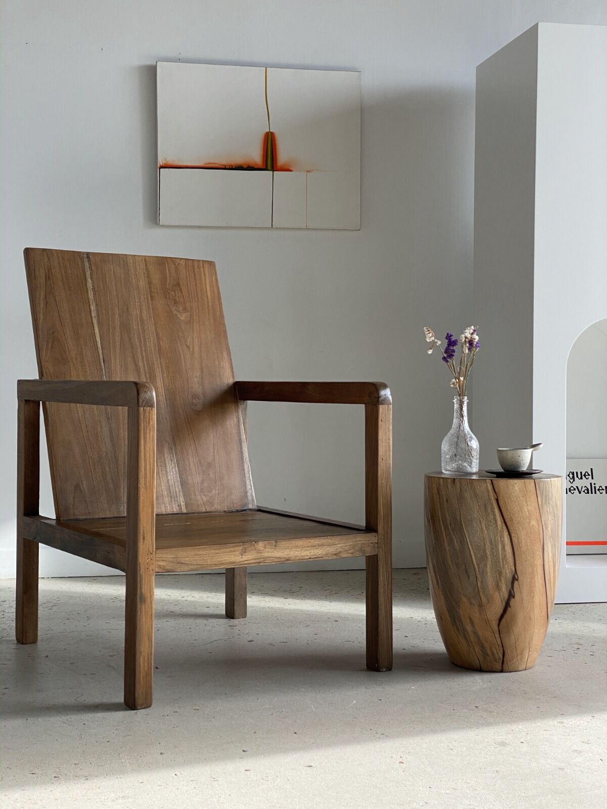 Armchair in natural wood (teak) minimalist design