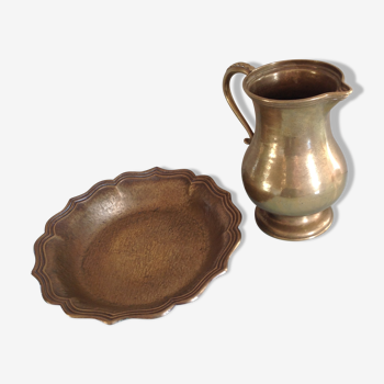 Pitcher and solid brass fruit cup