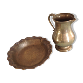 Pitcher and solid brass fruit cup