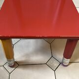 Postmodern round table, chair and bookcase by Pierre Sala 1980