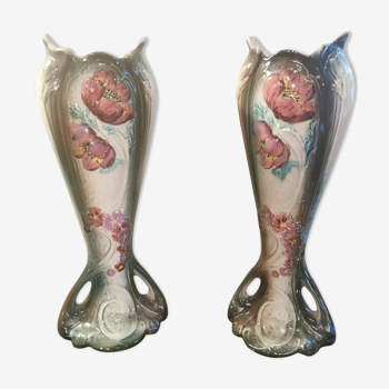 Paire de vases art nouveau en céramique