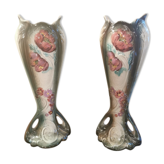 Paire de vases art nouveau en céramique