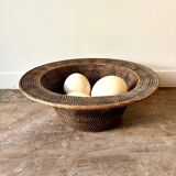 Flared woven wicker basket