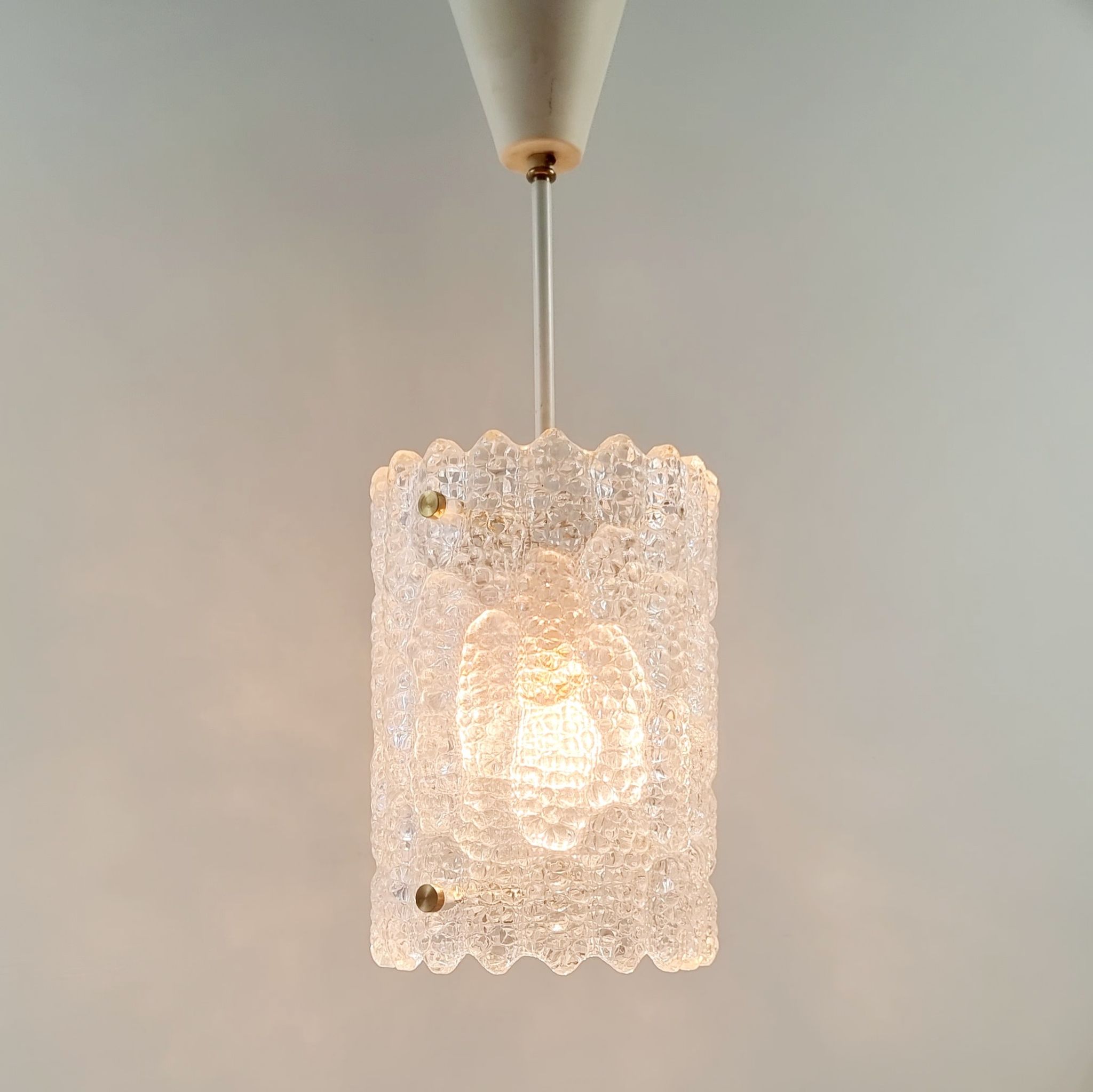 Scandinavian Brass & Glass Ceiling Light by Carl Fagerlund for Lyfa & Orrefors, 1960s