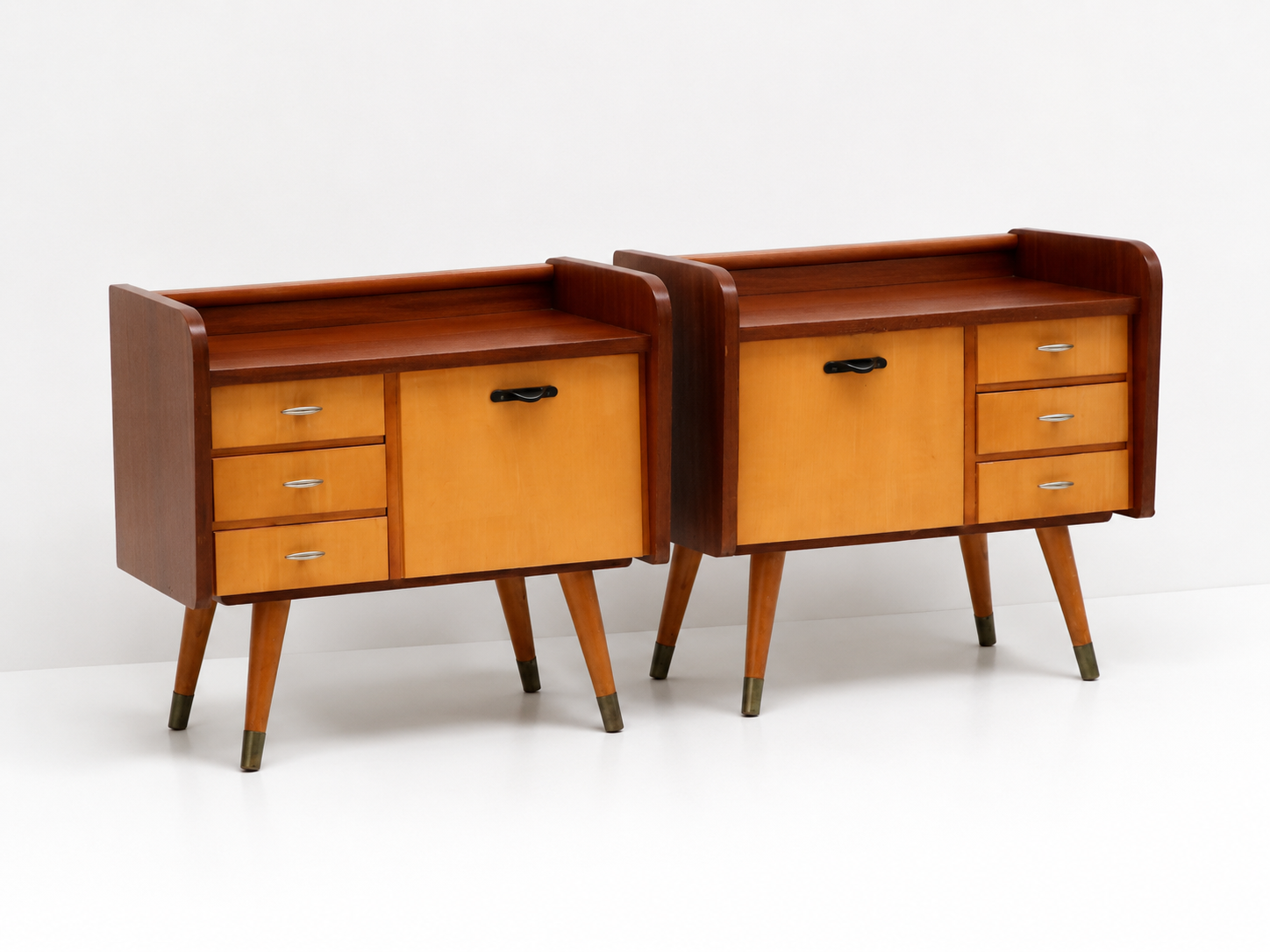 Set of 2 bedside tables/sideboards with flap and drawers