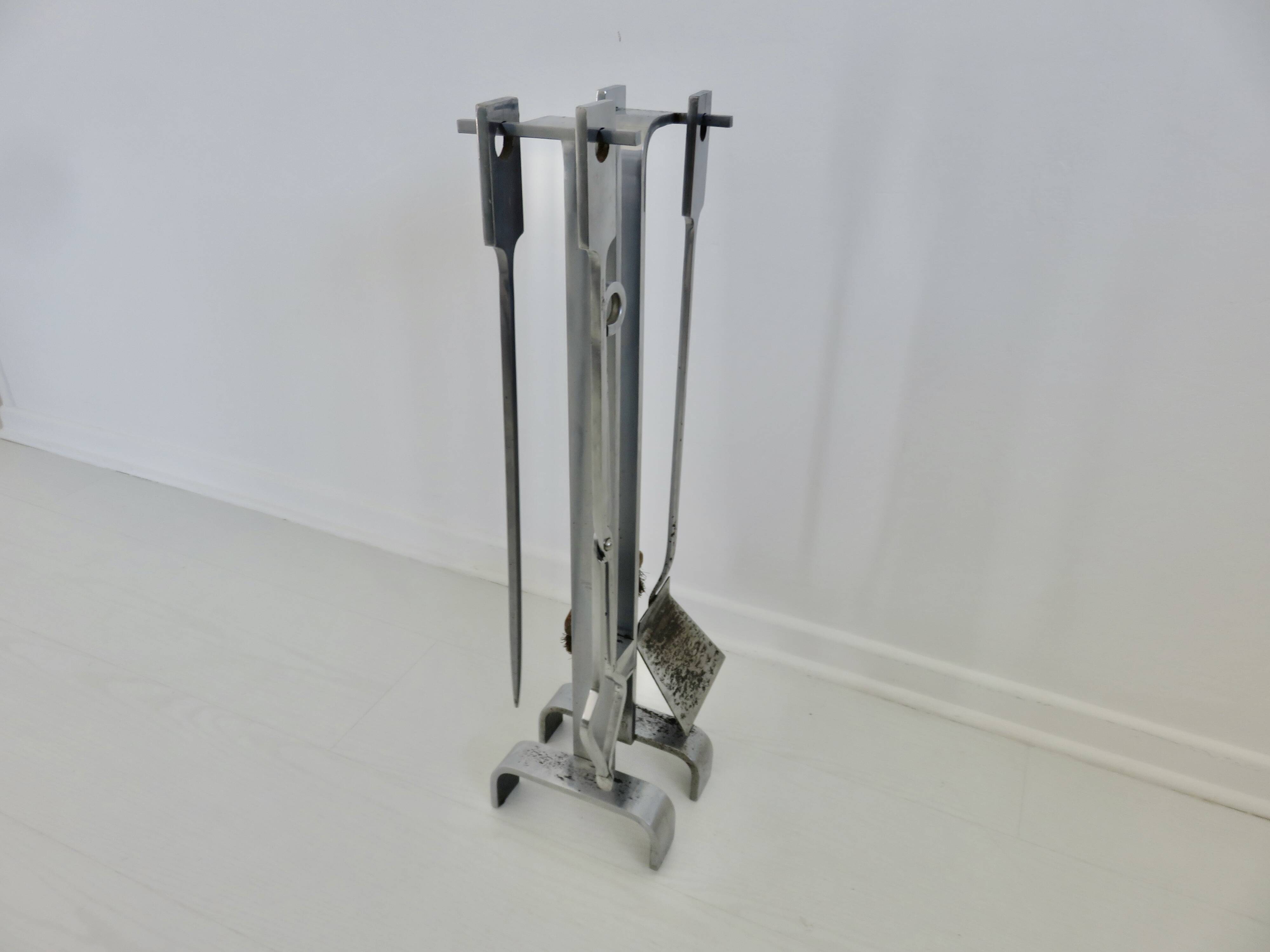 Fireplace set "Jean Paul Créations" signed, 1970