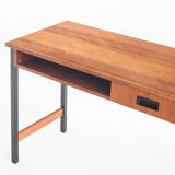 Vintage one-drawer desk. Mahogany veneer and solid beech. France, 1960s