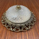 Vintage ancien plafonnier en verre et laiton cisele 2 lumieres  dos tole