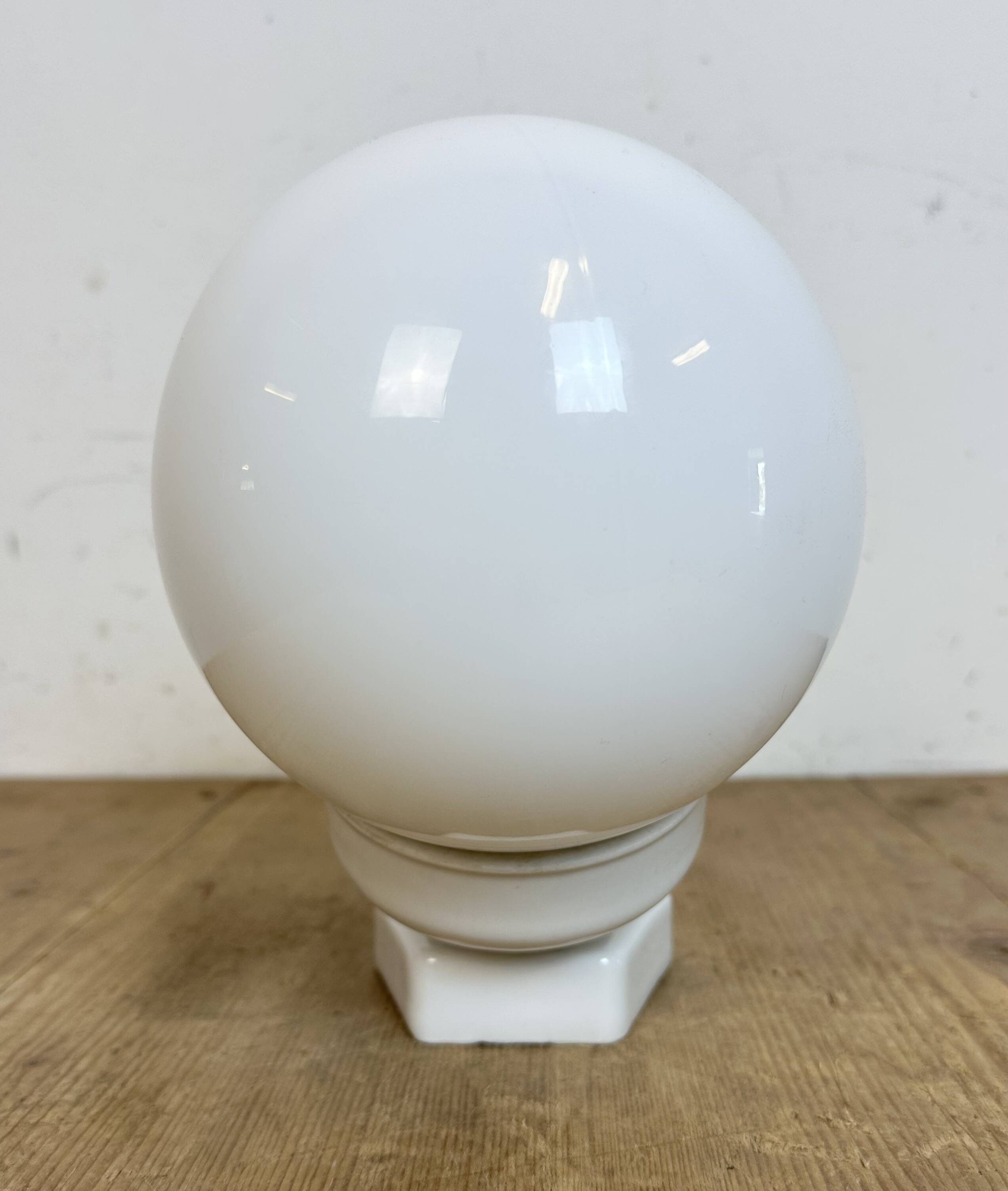 Vintage White Porcelain Wall Light with Milk Glass, 1960s