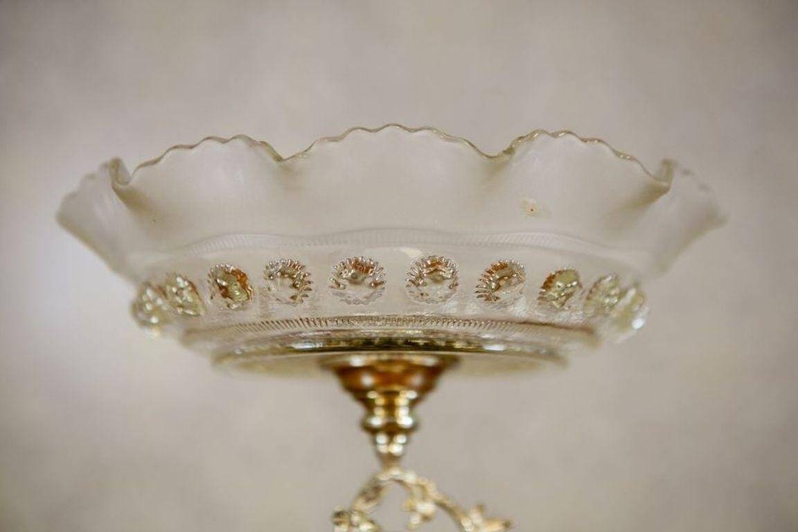 20th-Century Metal Fruit Bowl with Cherub, 1890s