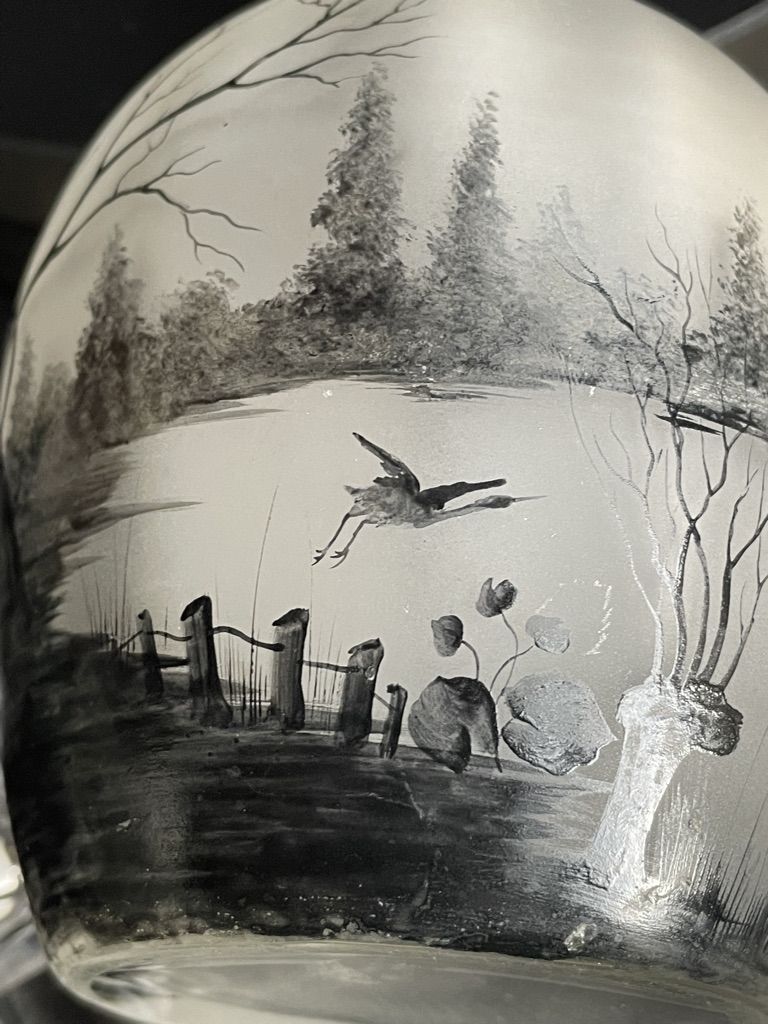 Carafe- Scenery of a lake landscape and a crane taking off