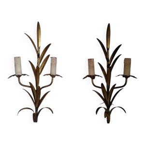 Paire d'appliques feuilles