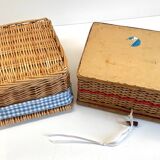 2 chanel boxes in vintage rattan