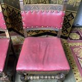 Suite 4 chairs in oak and red leather