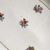 Oval serving dish M and S Berry small flowers and gilding old Limoges porcelain ACC-7108