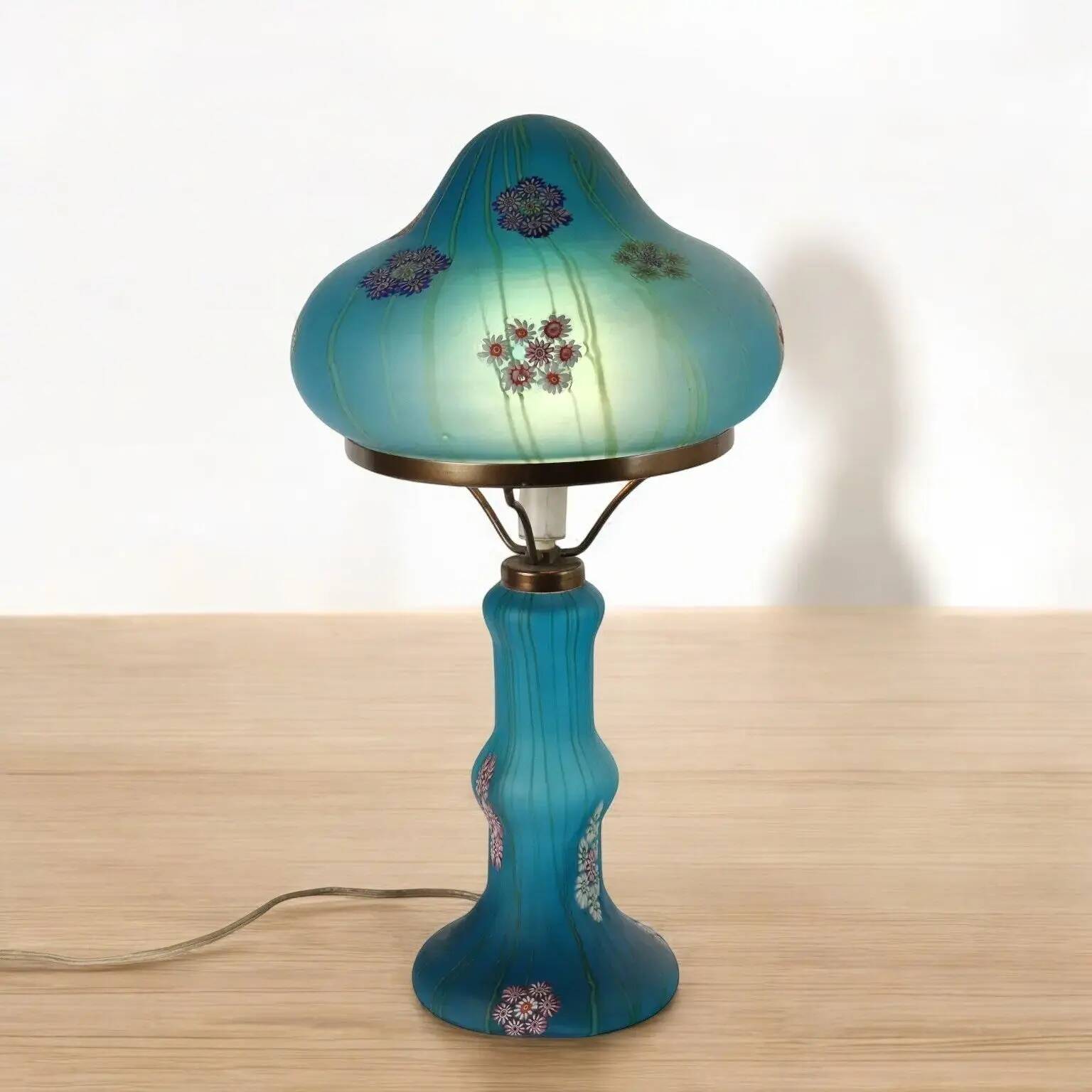Lampe de table vintage années 1950 Millefiori par F.lli Toso en verre, Italie