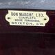 Vitrine édouardienne en acajou avec incrustation et marque "Bon Marche"