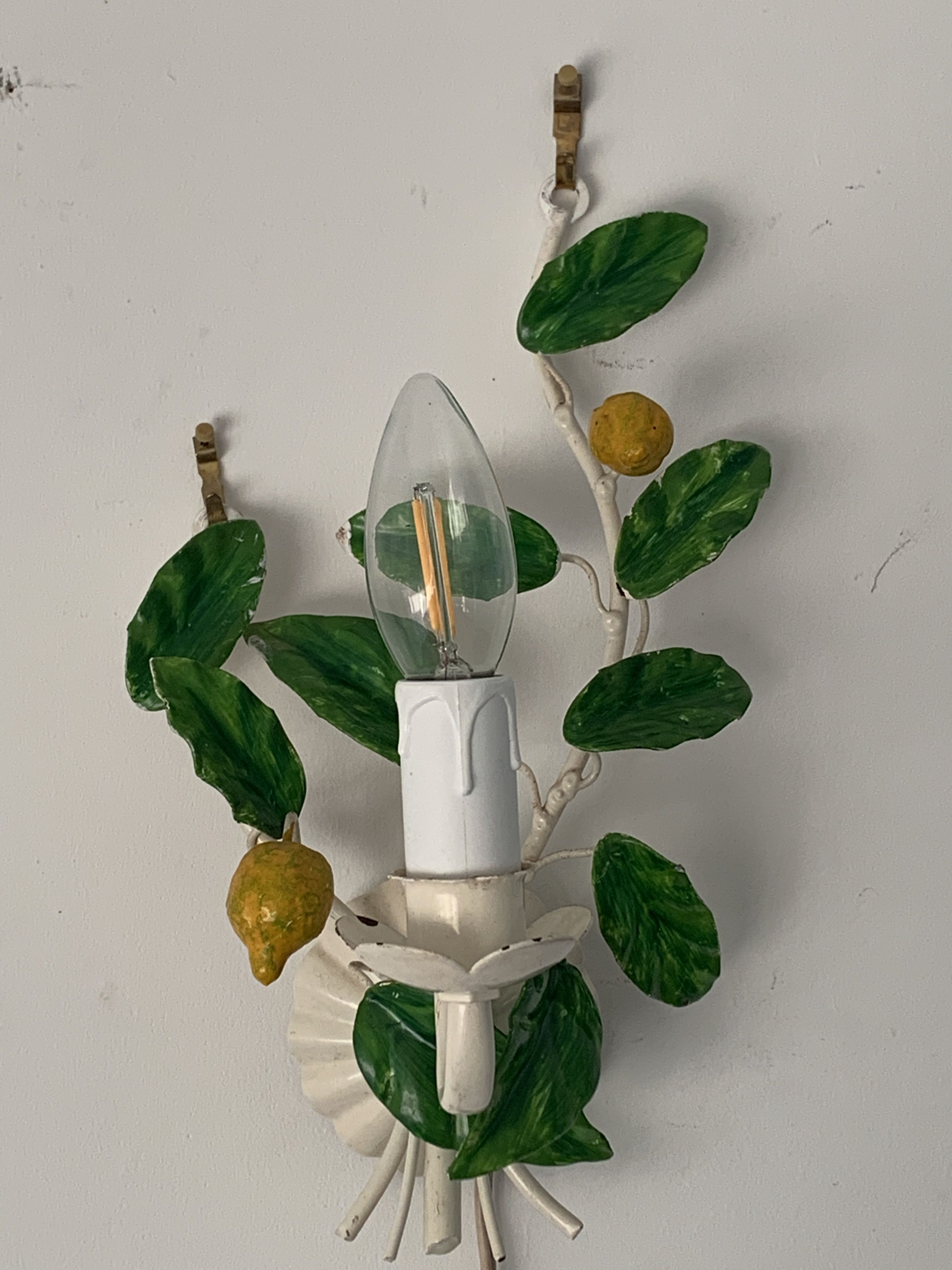 Pair of Italian metal lemon sconces, Firenze House, 1970