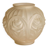 Art deco glass ball vase with roses