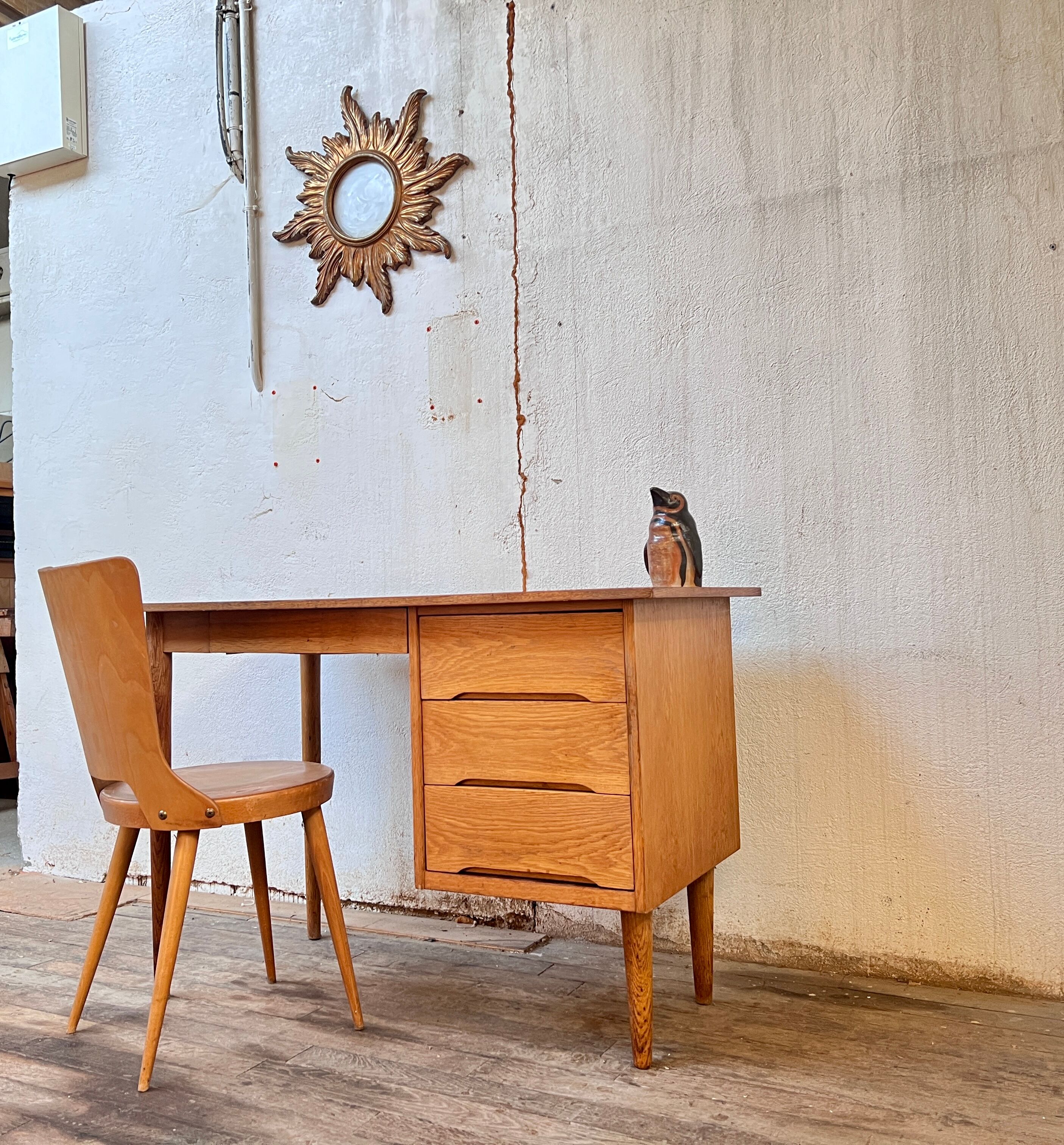 Scandinavian oak desk 1950 1960