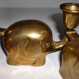 Set of 6 Art-Deco Brass Elephant Candle Holders / Candle Stands