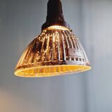 Set of 3 industrial mercury glass pendant lights, GAL (France), 1930s