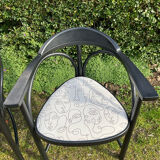 Pair of Thonet armchairs model 225 in stained black beech.