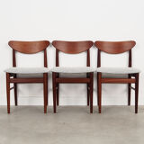 Set of three teak chairs, danish design, 1970s