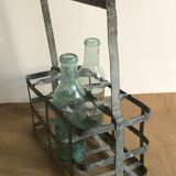 8-hole bottle holder, zinc and wood
