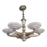Petitot silver bronze art deco chandelier