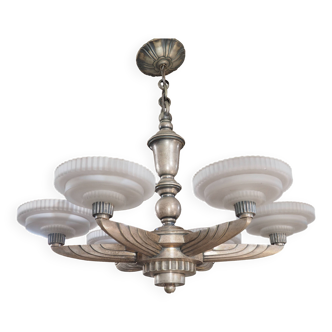 Lustre art déco bronze argenté Petitot