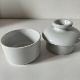 Vintage water butter dish in white porcelain - sleek design