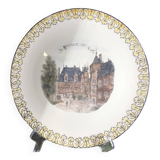 Gien earthenware cake presentation dish with castle decor