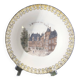 Gien earthenware cake presentation dish with castle decor