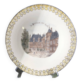 Gien earthenware cake presentation dish with castle decor