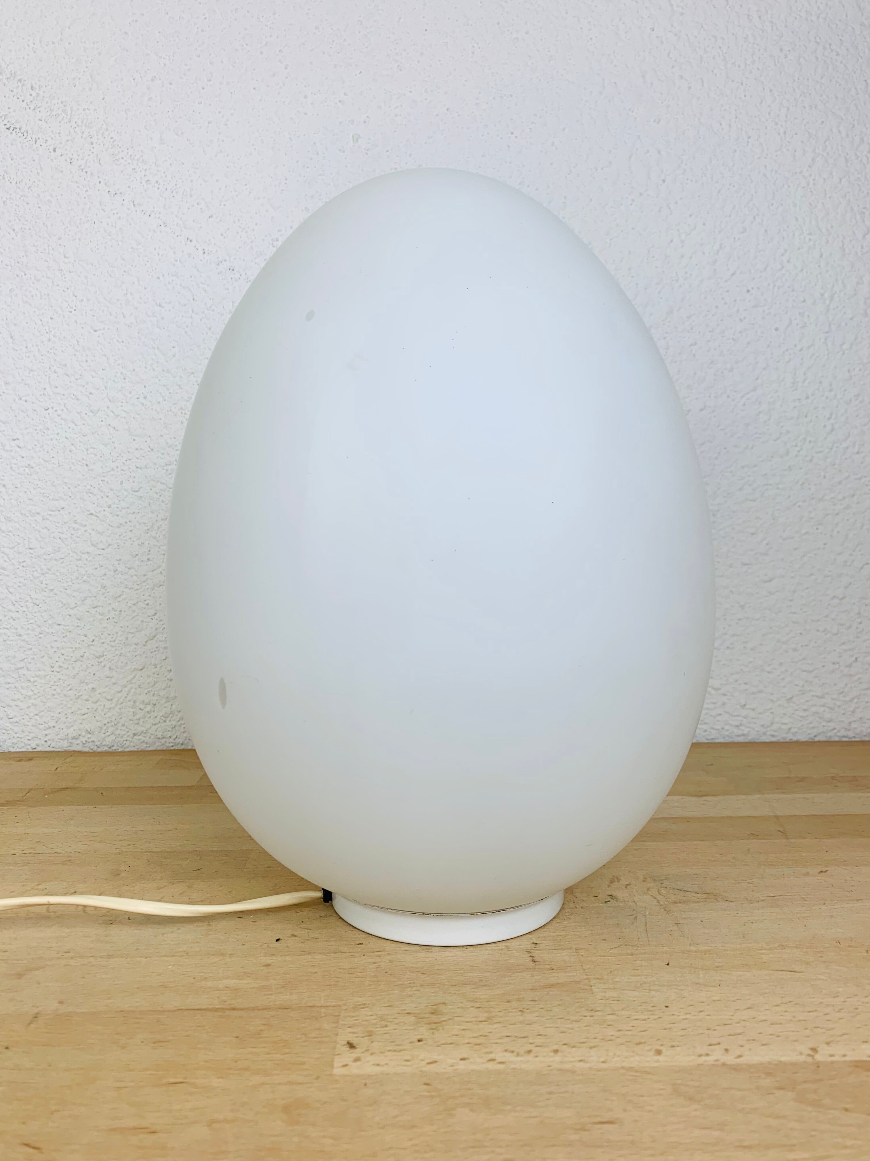 Domec egg lamp, white glass, 70s