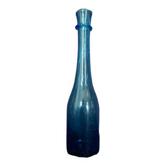 Bubble blown glass bottle Biot 20th century small model