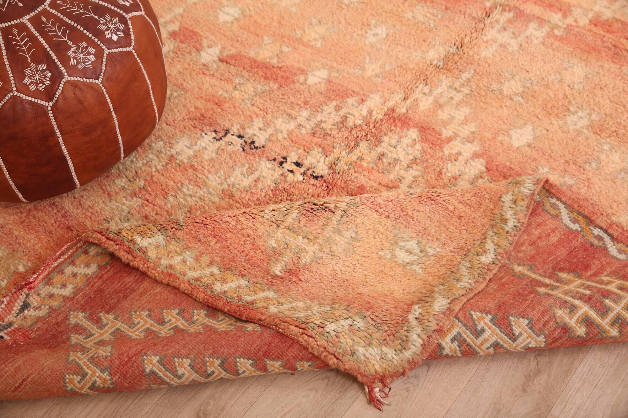 Peach Vintage Moroccan Rug 163 x 289 cm, Berber Wool Rug, Handmade Boho Rug
