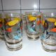 4 juice/water patterns fish colors and gold edges