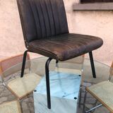 Fauteuil en cuir vert bronze 1950