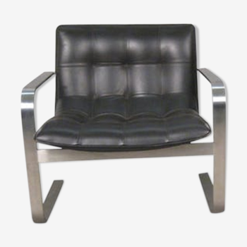 Modern leather and steel armchair