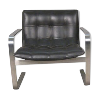 Modern leather and steel armchair